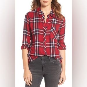 Rails Hunter Plaid Shirt in Carmine Red Navy White size Medium